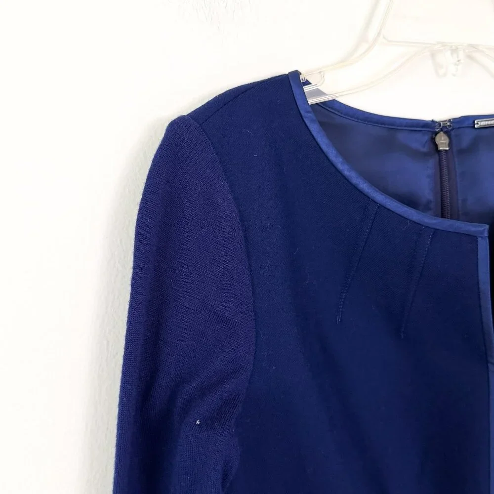 elie tahari // long sleeve wool mid-length blue dress 2 - Picture 3 of 7